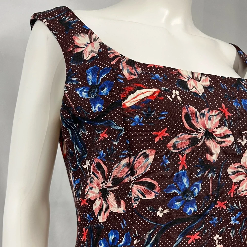ERDEM Arlie Floral Jacquard Midi Sheath Dress Blue Pink Wedding Guest US 8 - Picture 5 of 15